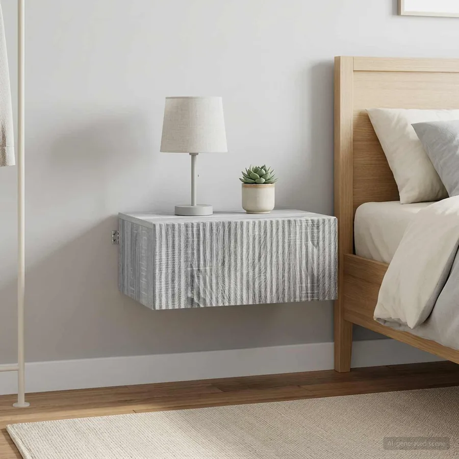 Cabinet de chevet mural 2 pcs Sonoma gris 49 x 34,5 x 20 cm