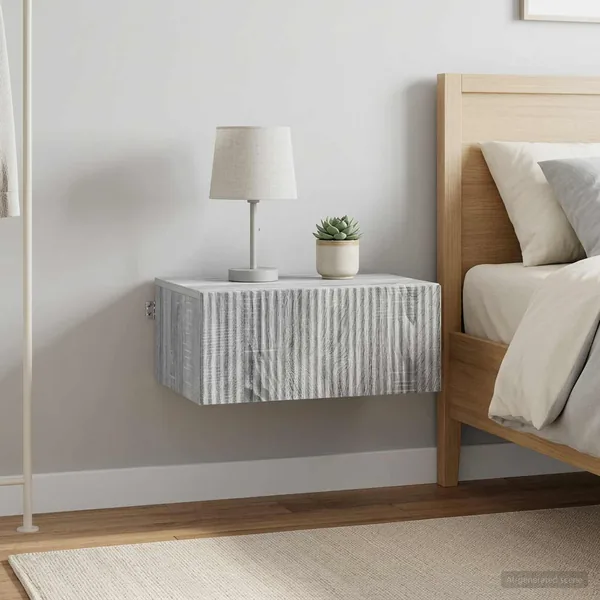Cabinet de chevet mural 2 pcs Sonoma gris 49 x 34,5 x 20 cm