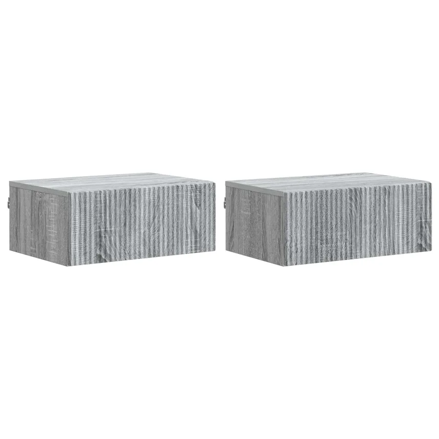 Cabinet de chevet mural 2 pcs Sonoma gris 49 x 34,5 x 20 cm - 2