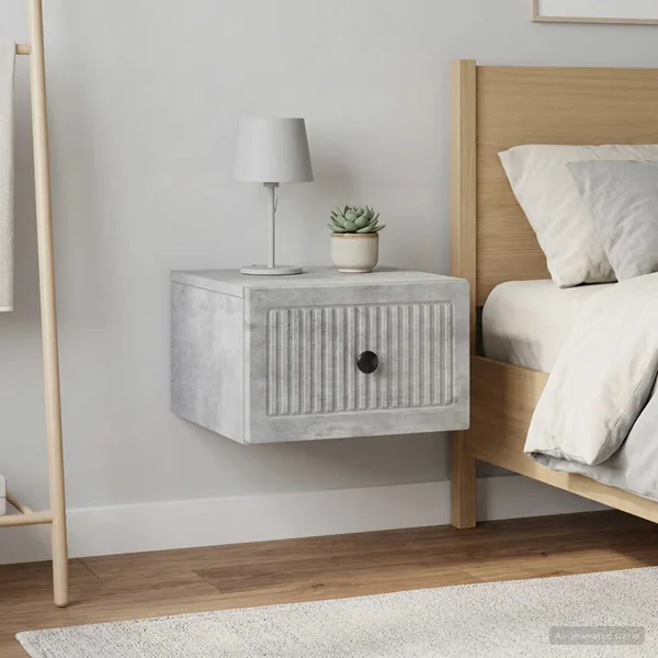 Cabinet de chevet mural 2 pcs Gris béton 33 x 34,5 x 20 cm