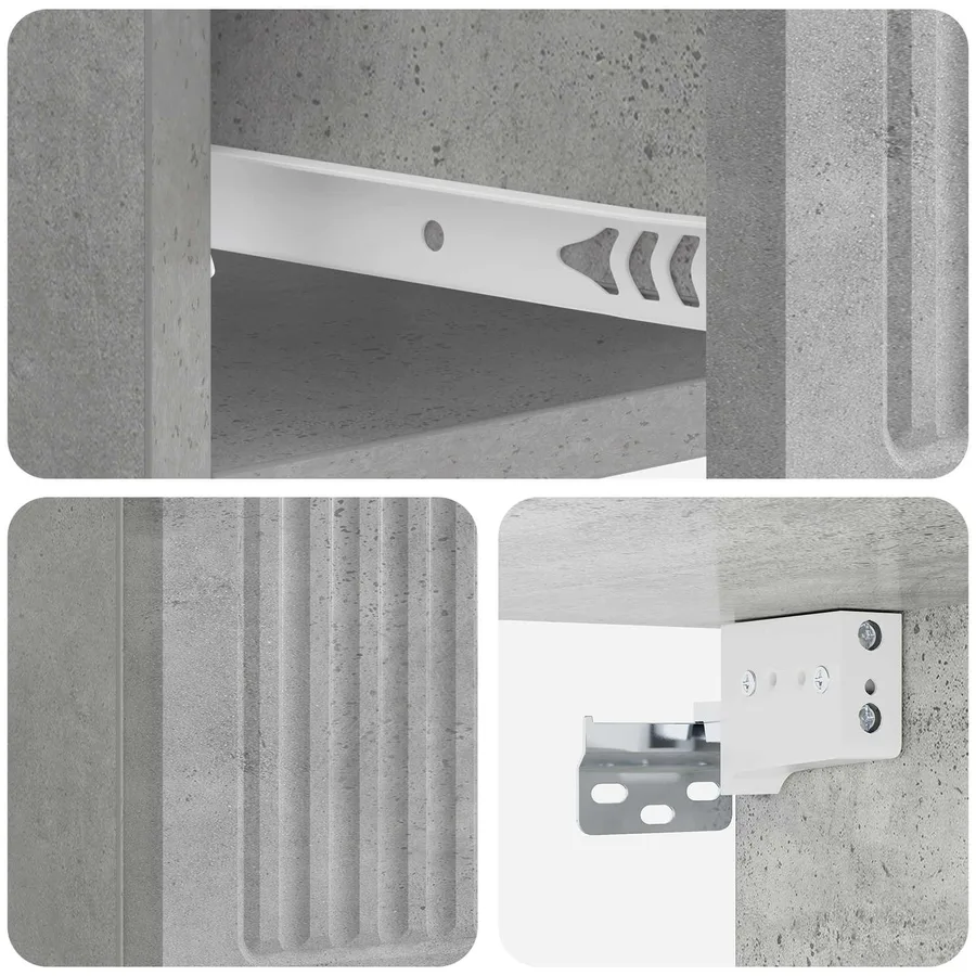 Cabinet de chevet mural 2 pcs Gris béton 33 x 34,5 x 20 cm - 10