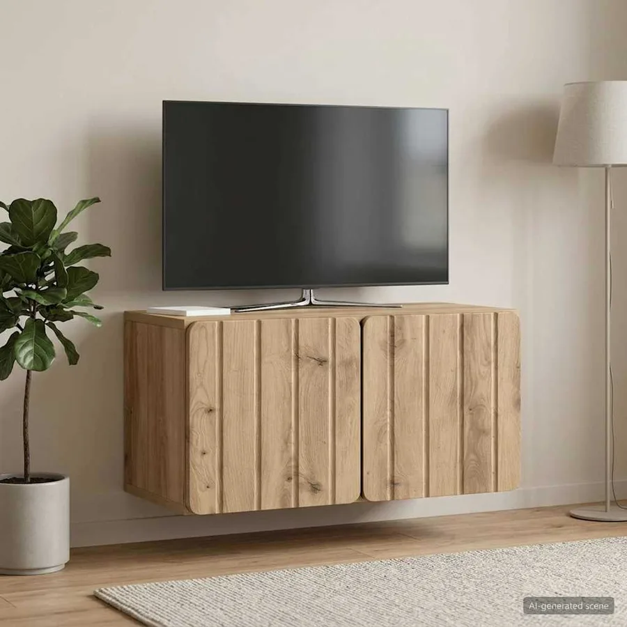 Meuble TV mural 59,5 x 31 x 30 cm Chêne artisanal - 4