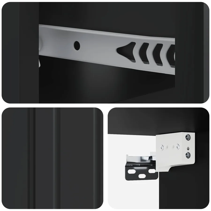 Cabinet de chevet mural 2 pcs Noir 49 x 34,5 x 24 cm - 8