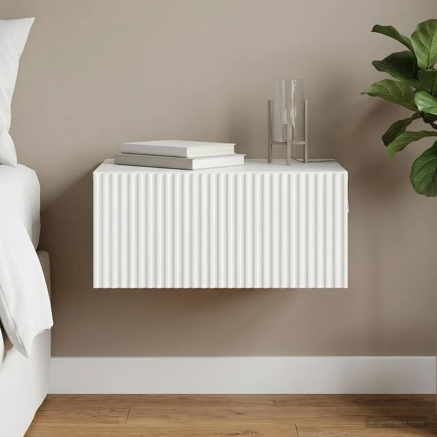 Cabinet de chevet mural Blanc brillant 49 x 34,5 x 20 cm