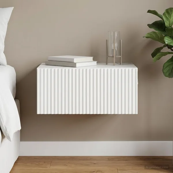 Cabinet de chevet mural Blanc brillant 49 x 34,5 x 20 cm