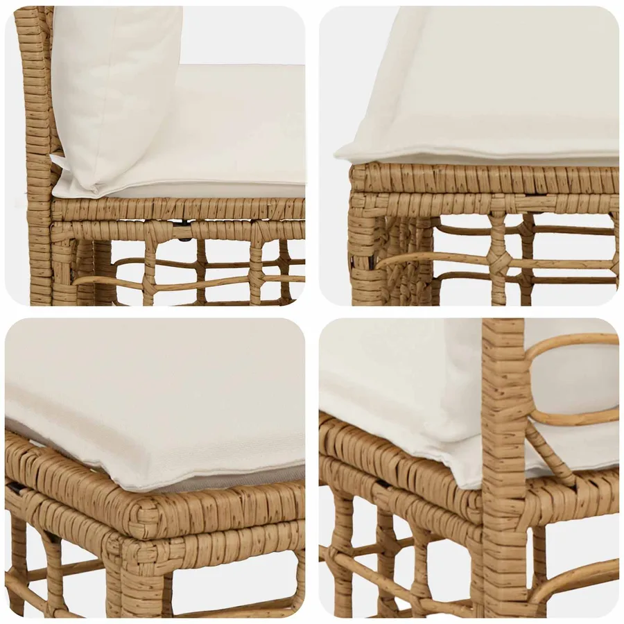 Unité de canapé sans accoudoir modulable pour extérieur Naturel - 7