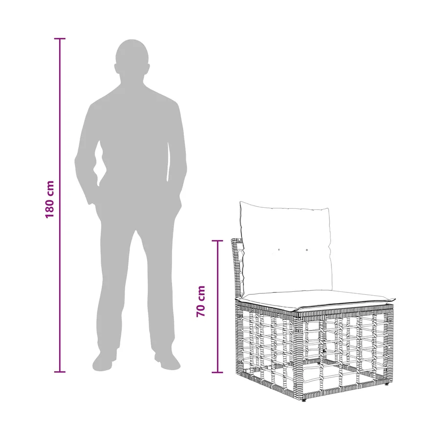 Unité de canapé sans accoudoir modulable pour extérieur Naturel - 8