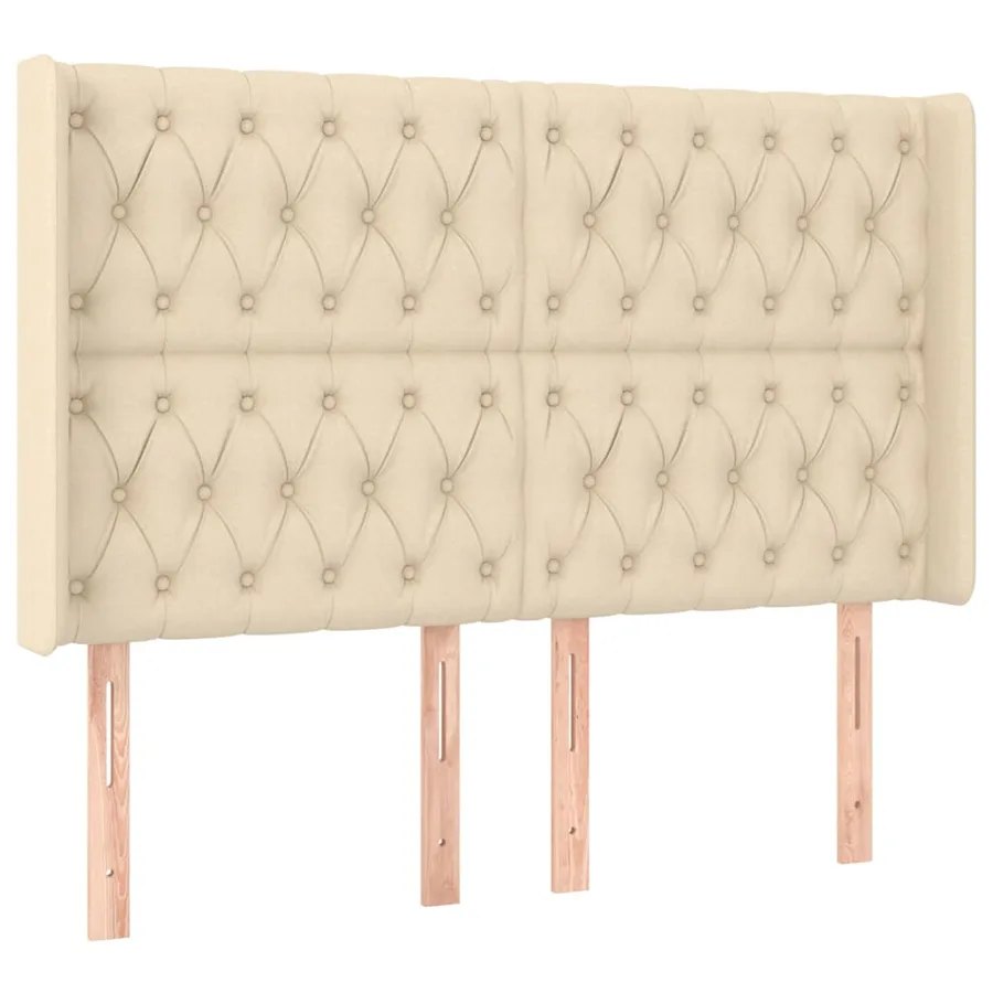 Tête de lit avec oreilles Crème 147x16x118/128 cm Tissu - 2