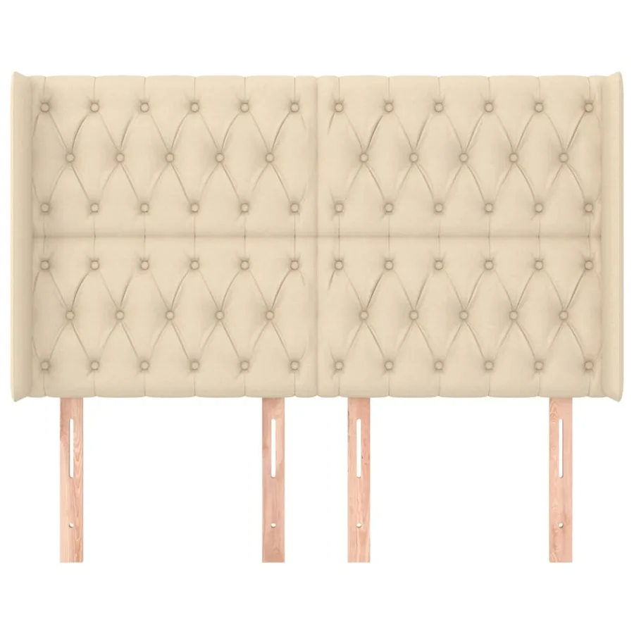 Tête de lit avec oreilles Crème 147x16x118/128 cm Tissu - 3