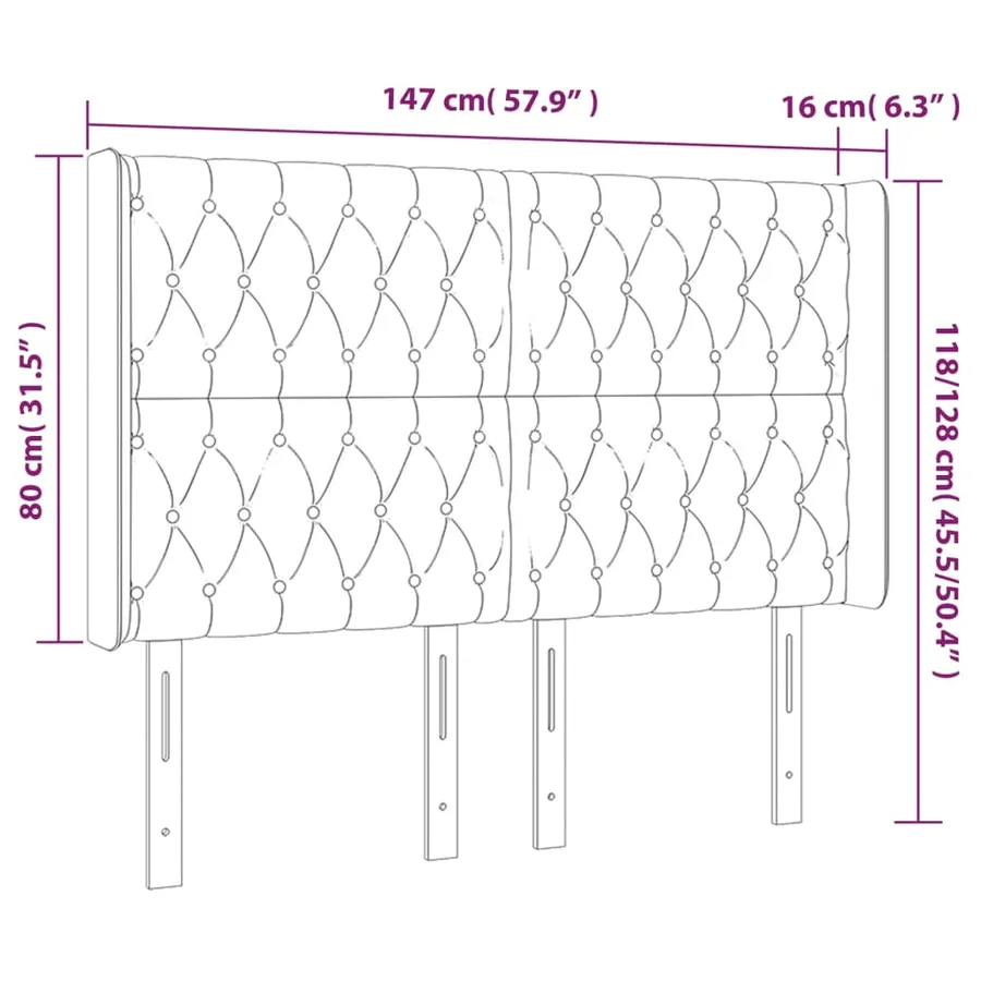 Tête de lit avec oreilles Crème 147x16x118/128 cm Tissu - 9