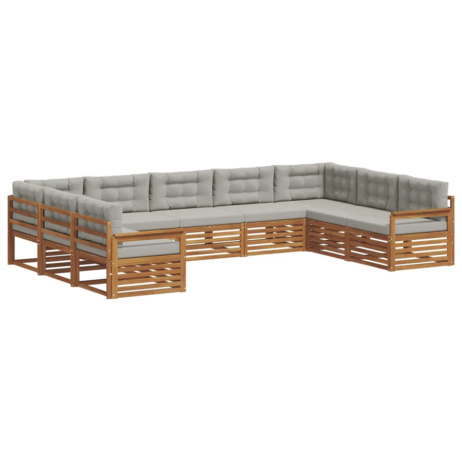 Ensemble de canapés d'extérieur 9 pcs Gris Naturel et Clair - 2