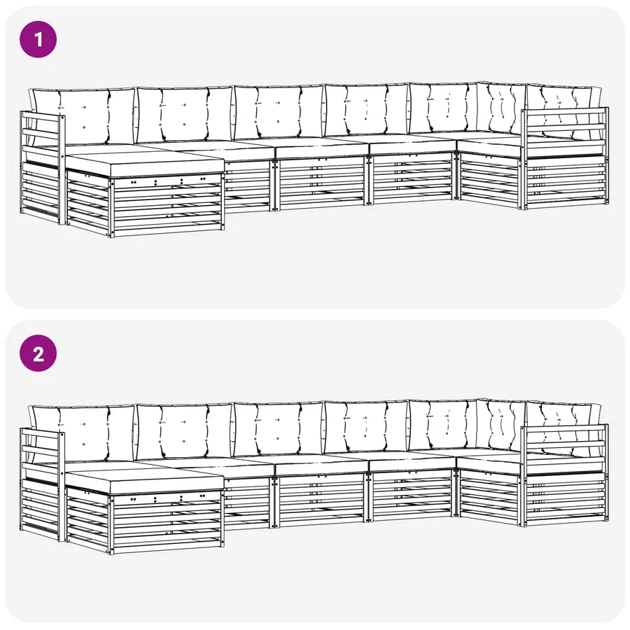 Ensemble de canapés d'extérieur 7 pcs Gris Naturel et Clair - 7