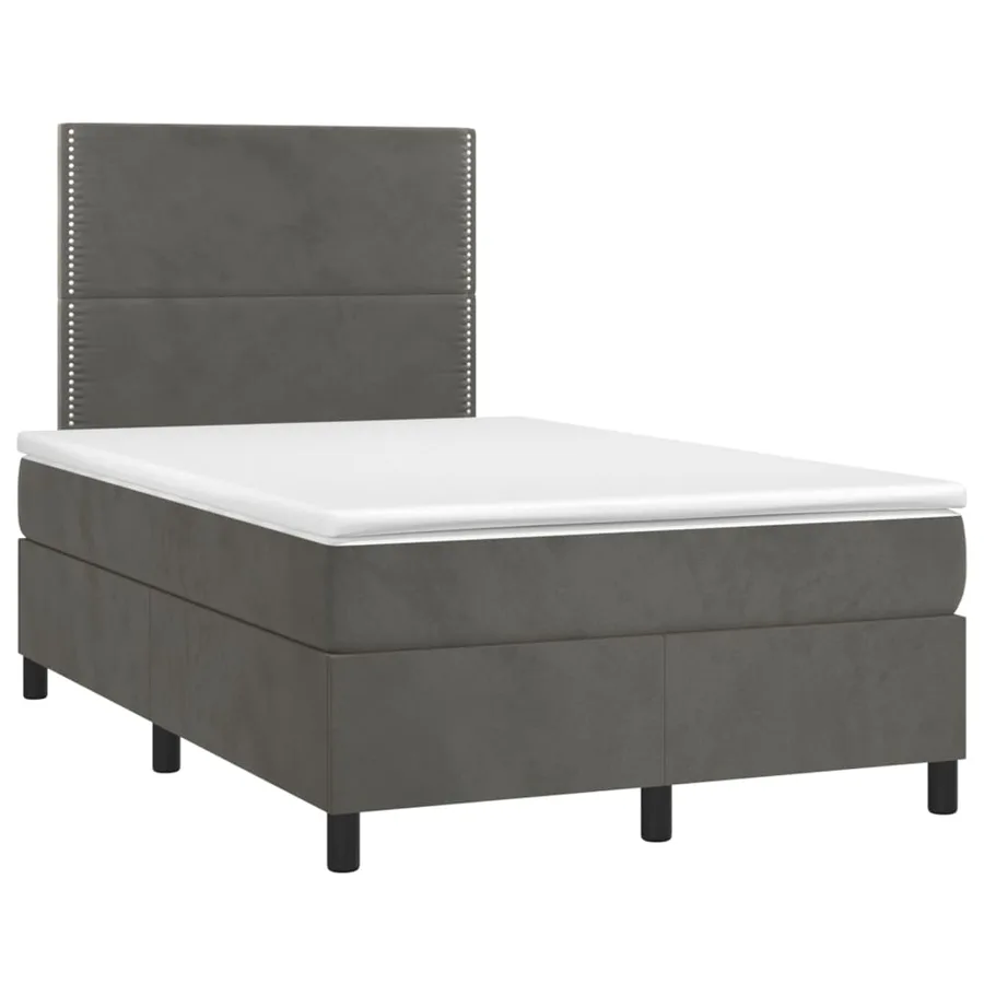 Sommier à lattes de lit et matelas Gris foncé 120x200cm Velours - 3