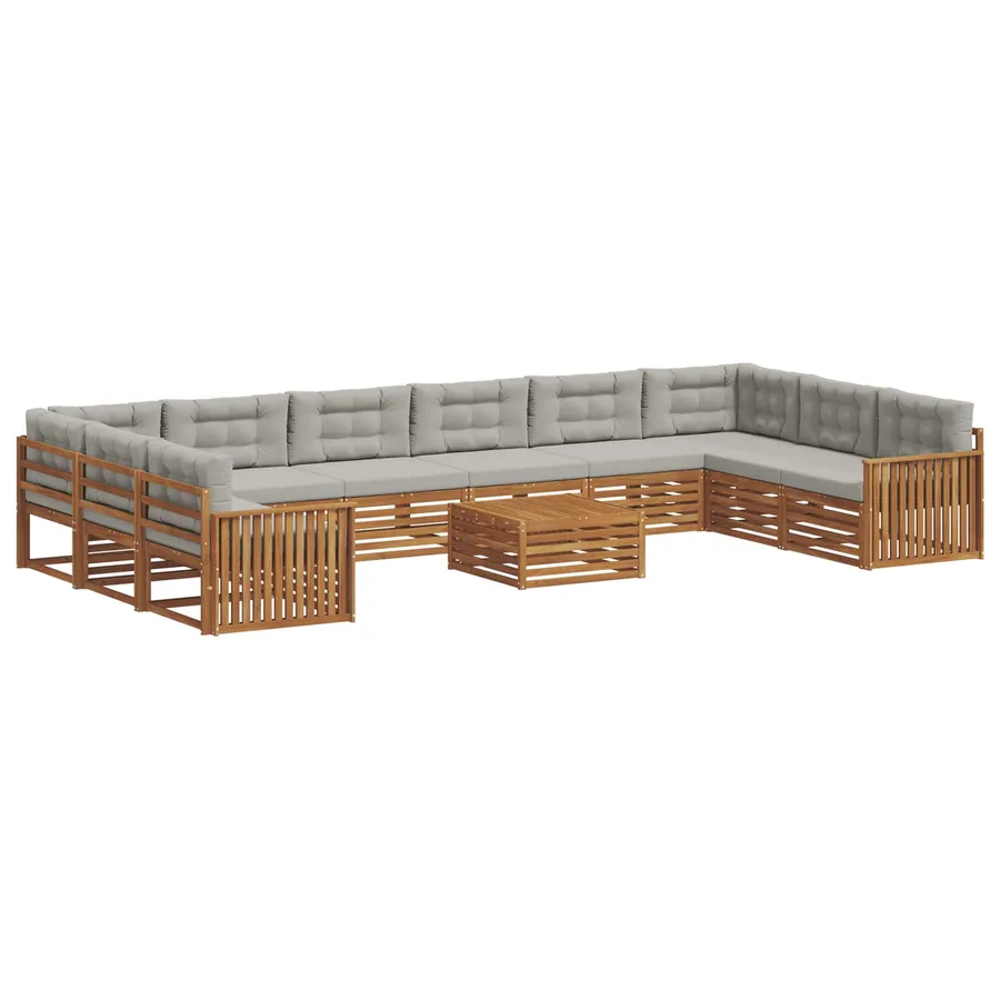 Ensembles de canapés avec coussin 11 pcs Gris Naturel et Clair - 2