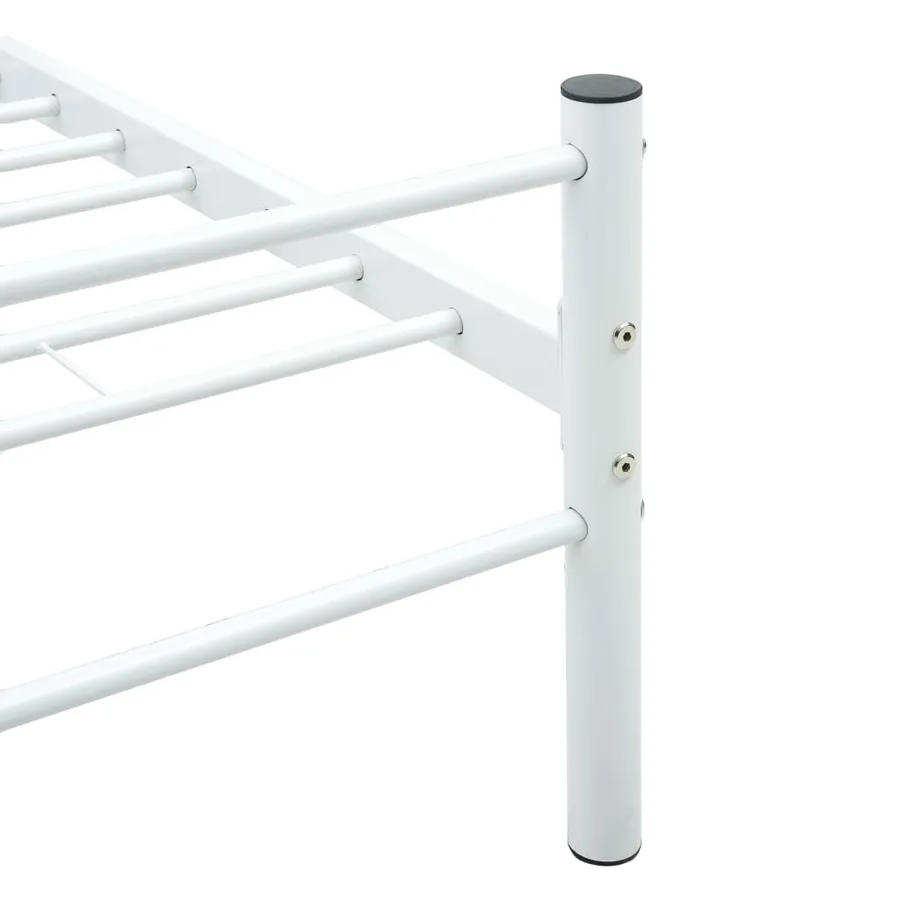 Cadre de lit sans matelas et tête de lit blanc métal 160x200 cm - 5