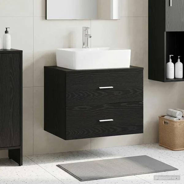 Meuble de Salle de Bain Suspendu Chêne noir 62,5 x 44,5 x 50 cm