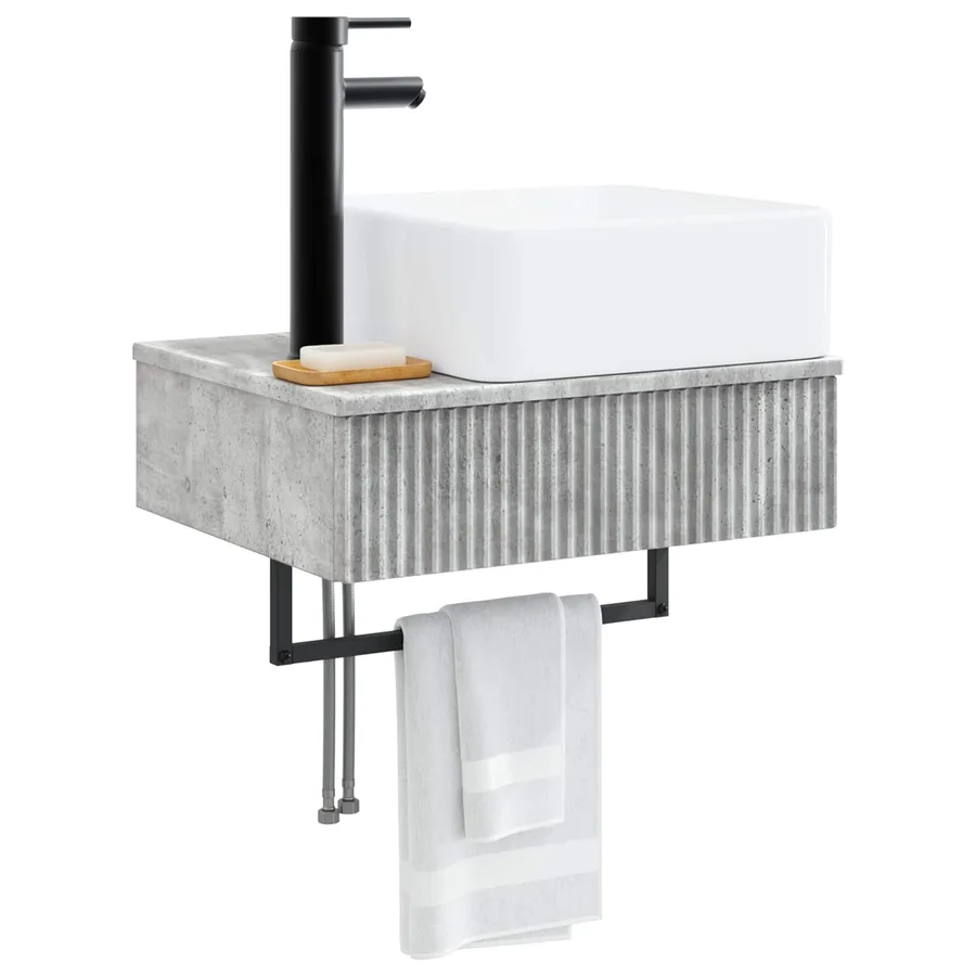 Basin de lavage mural Gris béton 50 x 41 x 39 cm - 3