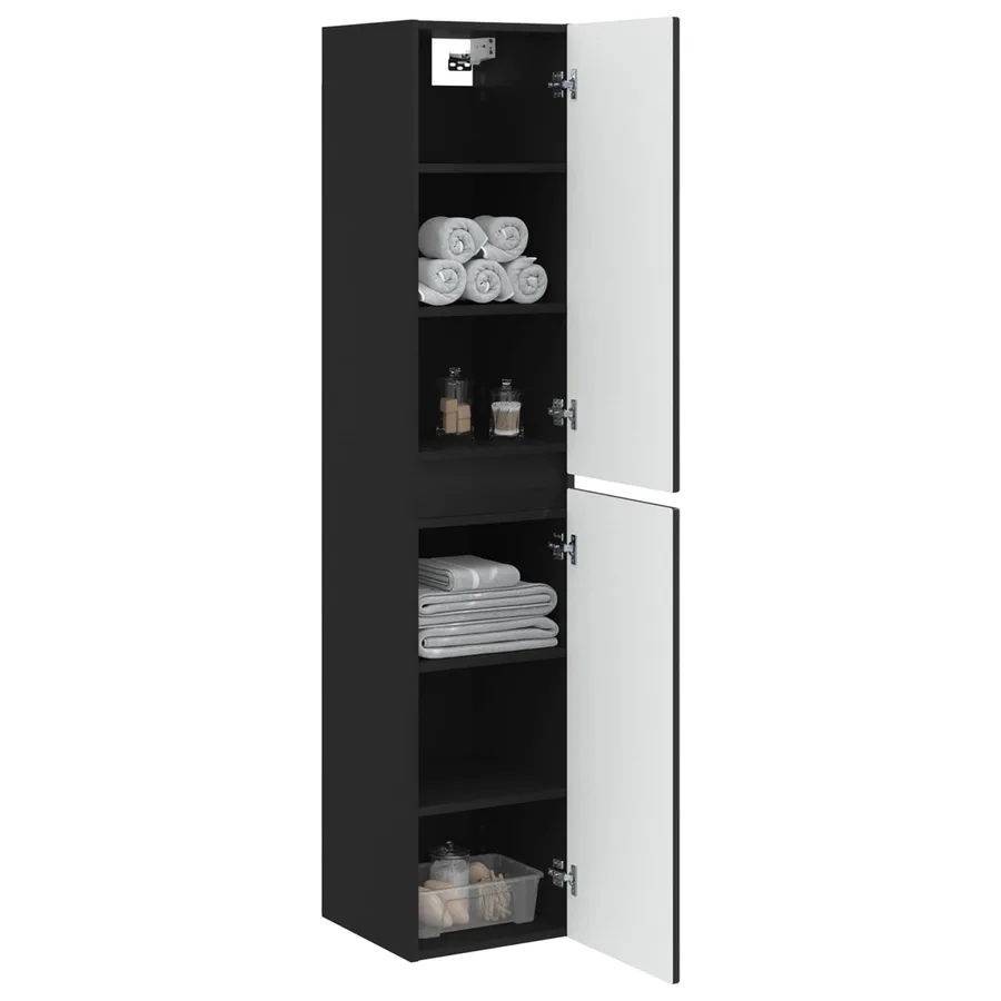 Cabinet de Salle de Bain Mural Noir 33 x 34,5 x 160 cm - 3