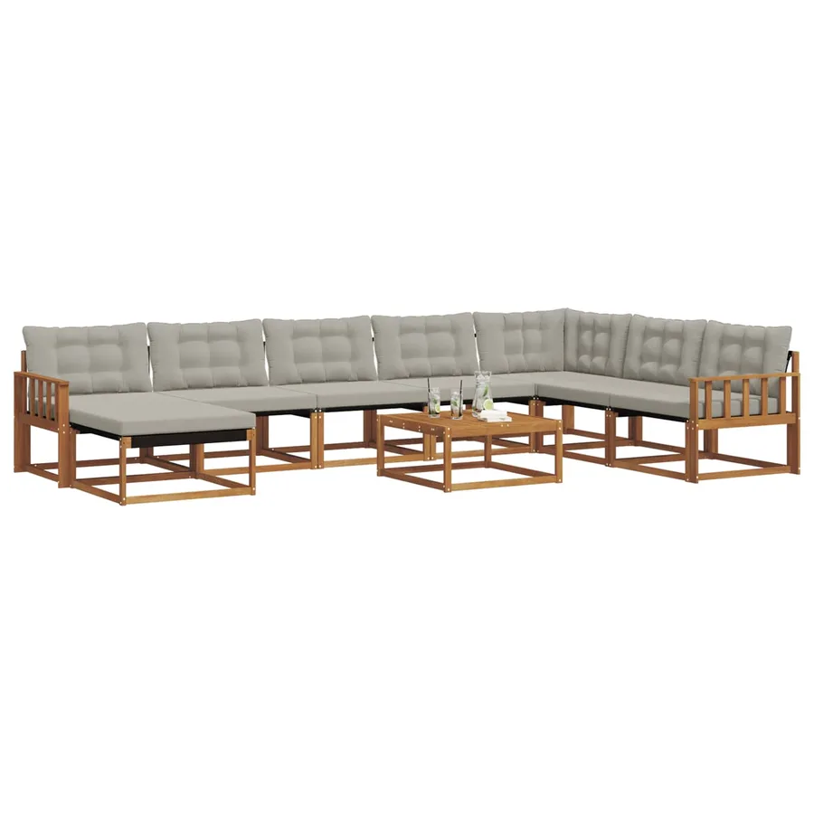 Ensemble de canapés d'extérieur 9 pcs Gris Naturel et Clair - 3