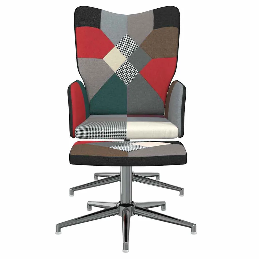 Chaise de relaxation avec tabouret Patchwork Tissu - 3