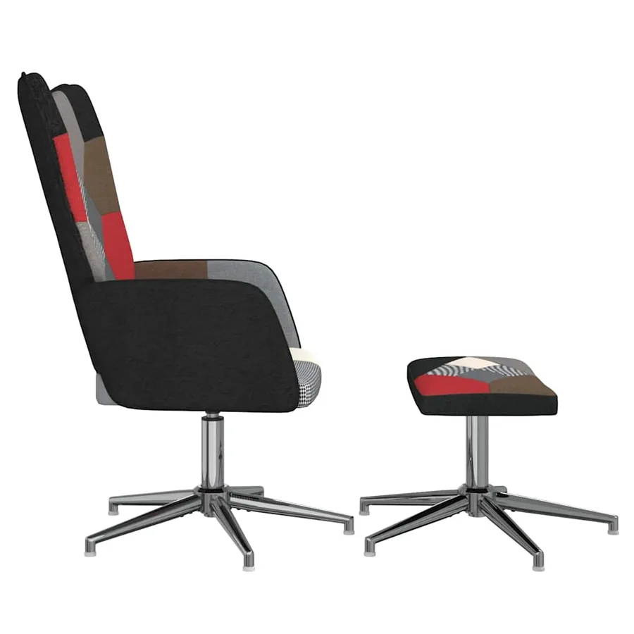 Chaise de relaxation avec tabouret Patchwork Tissu - 4
