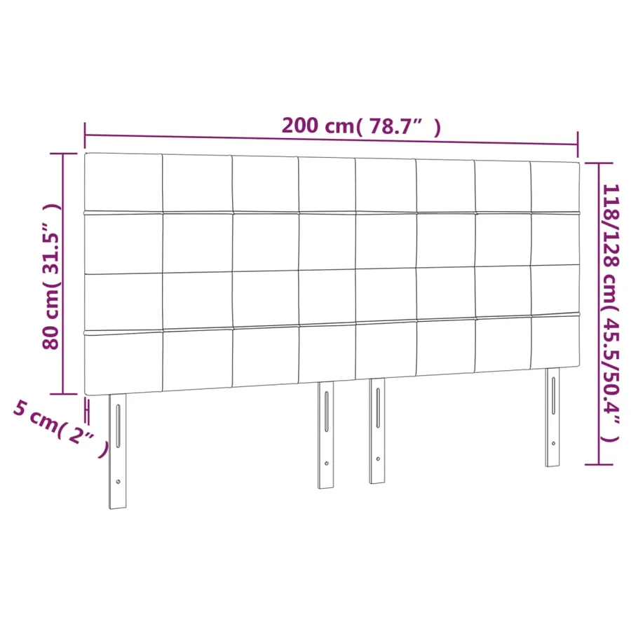 Tête de lit Gris foncé 200 x 5 x 118/128 cm Velours - 8