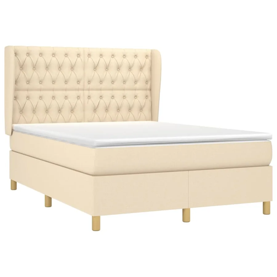 Sommier à lattes de lit avec matelas Crème 140x190 cm Tissu - 3