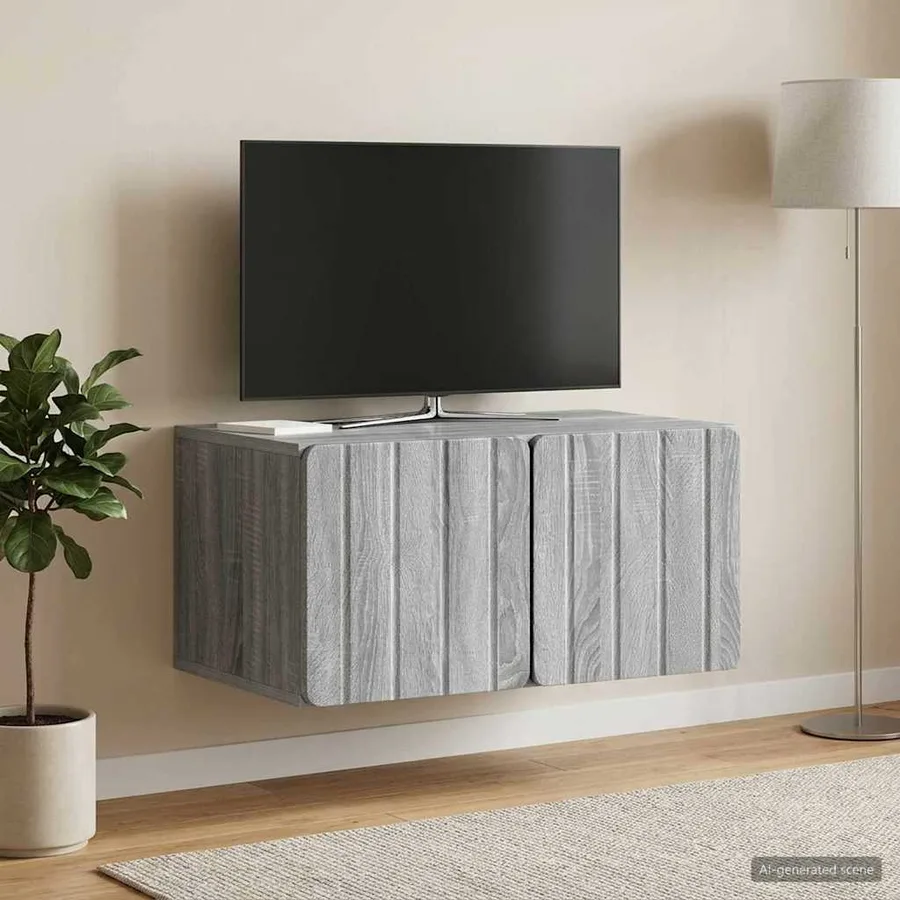 Meuble TV mural 59,5 x 41 x 30 cm Sonoma gris Bois d'ingénierie - 4