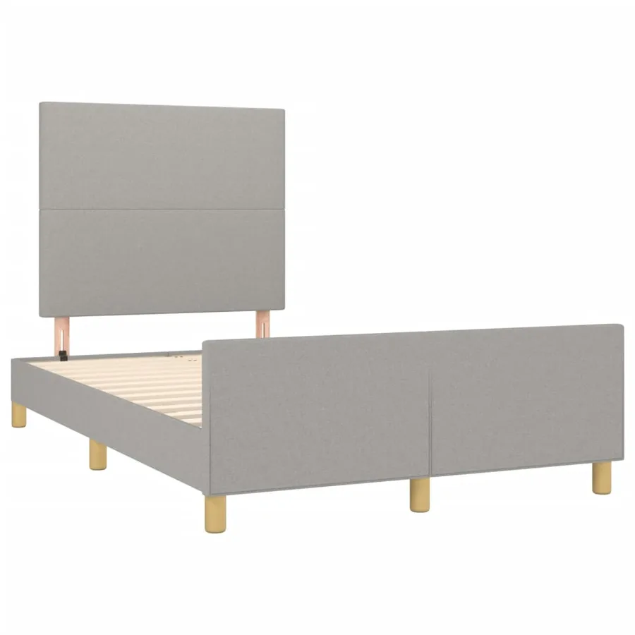 Cadre de lit sans matelas gris clair 120x200 cm tissu - 4