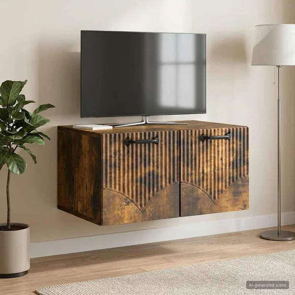 Meuble TV mural Chêne fumé 59,5 x 41 x 30 cm Bois d'ingénierie