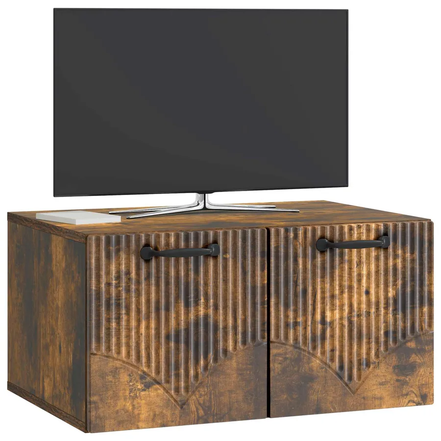Meuble TV mural Chêne fumé 59,5 x 41 x 30 cm Bois d'ingénierie - 3