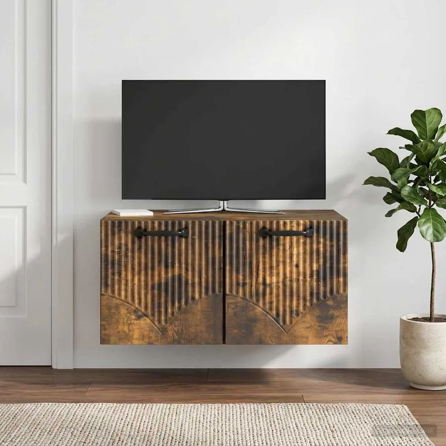 Meuble TV mural Chêne fumé 59,5 x 41 x 30 cm Bois d'ingénierie - 4