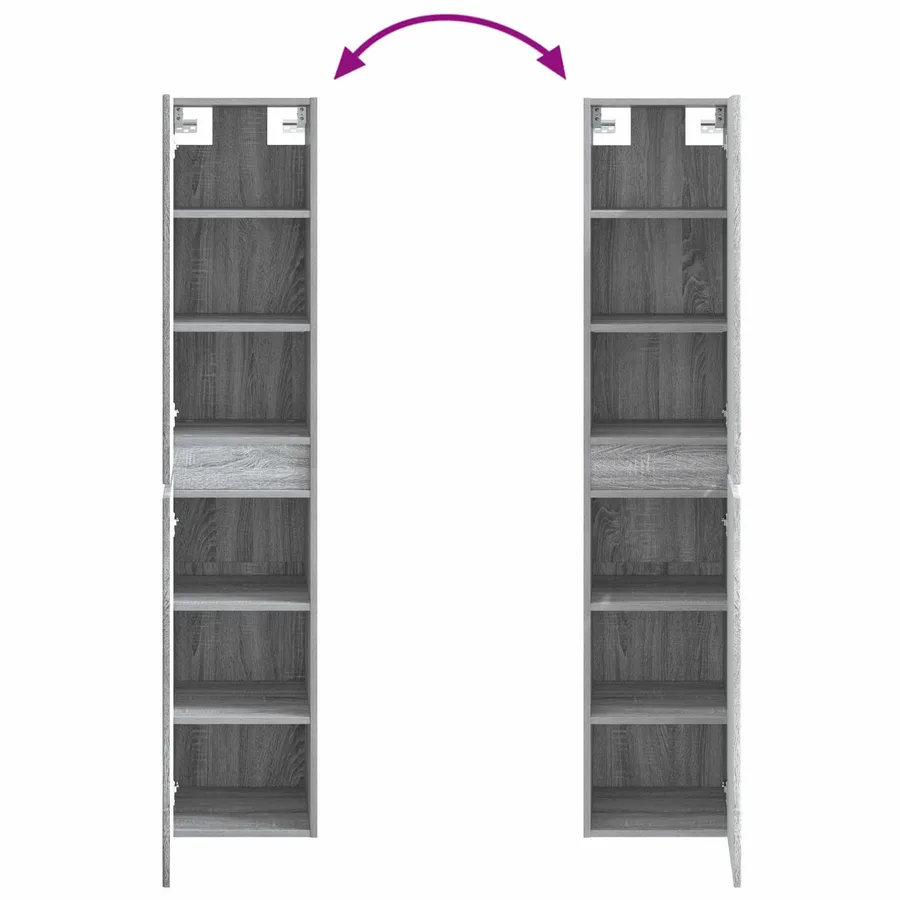 Cabinet de Salle de Bain Mural Sonoma gris 33 x 34,5 x 160 cm - 7