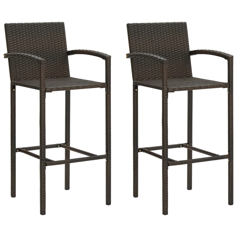 Ensemble de bar de jardin 3 pcs Résine tressée Marron - 6