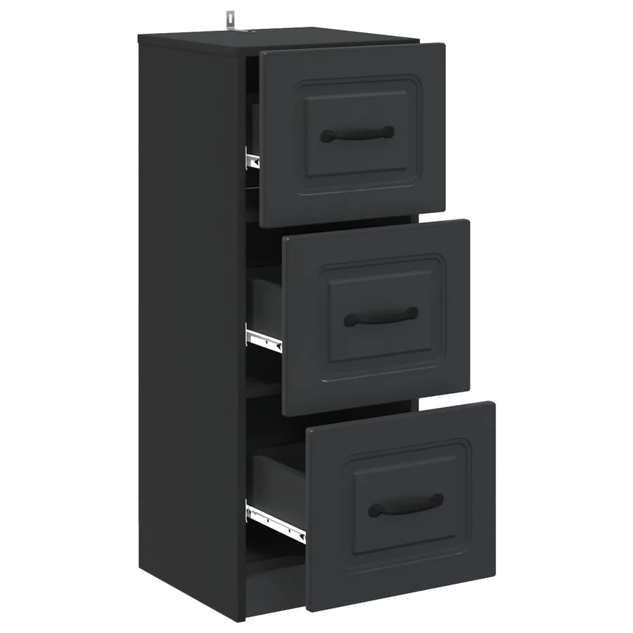 Armoire à tiroirs Noir 33 x 34,5 x 87 cm Bois d'ingénierie - 5