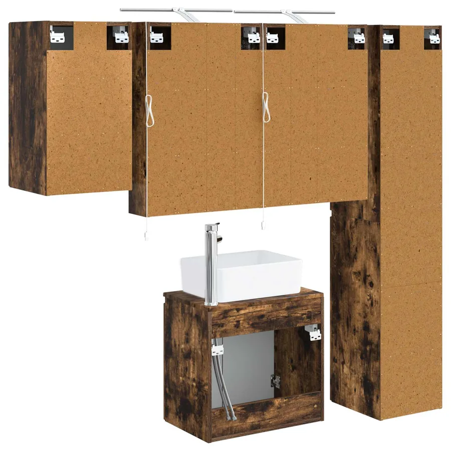 Ensemble d'armoire de salle de bain 5 pcs Chêne fumé - 2