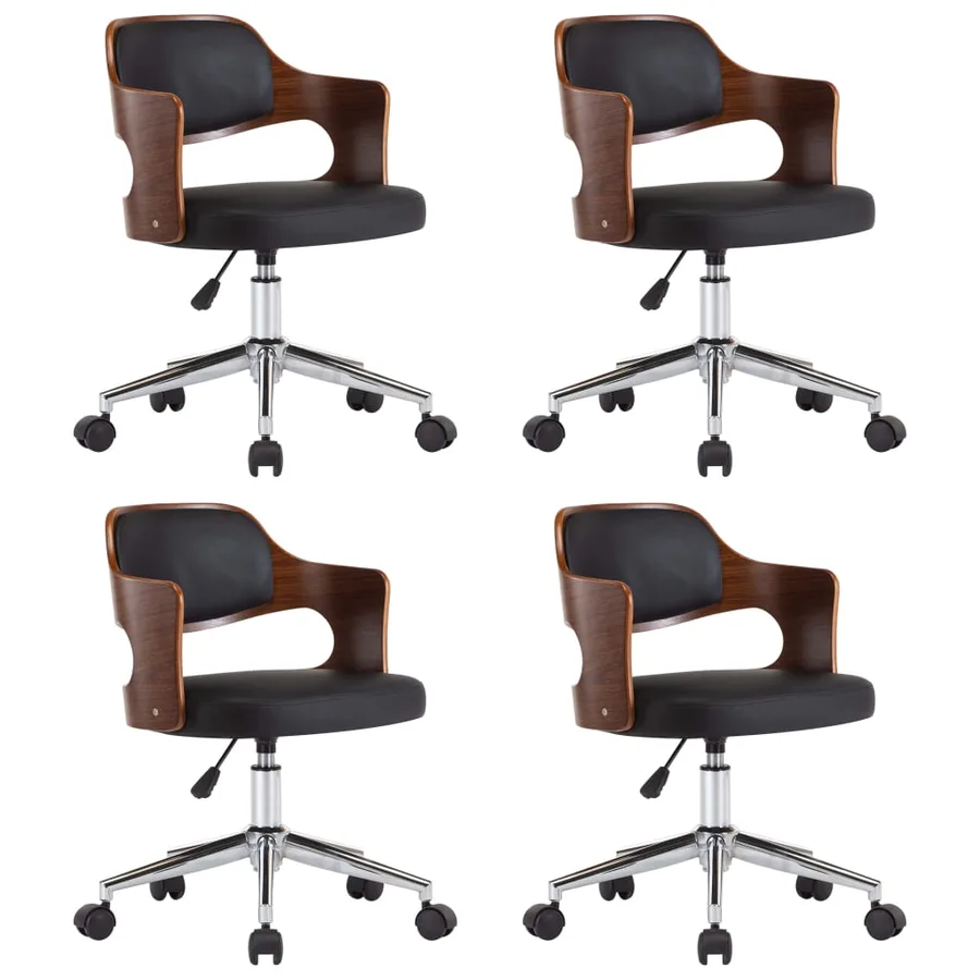 Chaises pivotantes à manger lot de 4 bois courbé et similicuir - 2