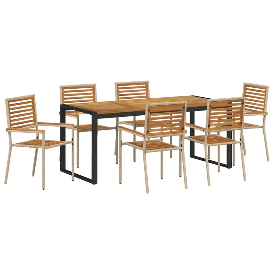 Ensemble de salle à manger pour jardin 7 pcs Beige et Marron - 2