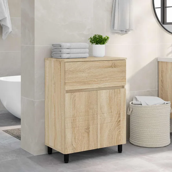 Unité de vanité de salle de bain Chêne Sonoma 60 x 35 x 80 cm