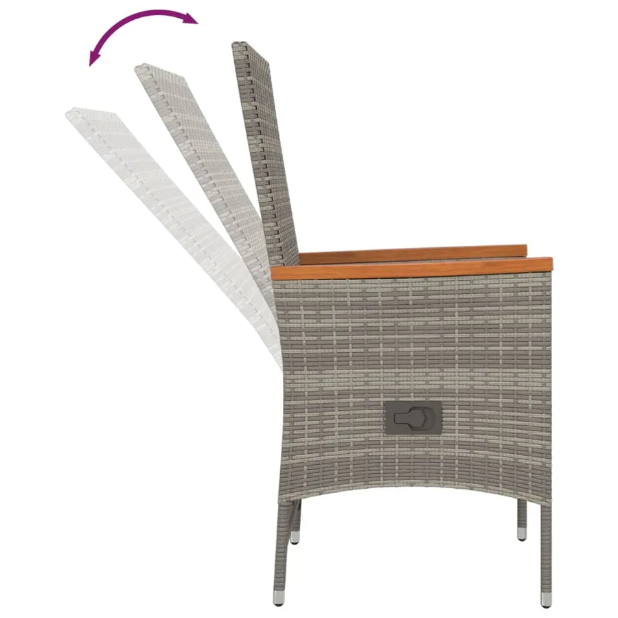 Ensemble à manger de jardin 5 pcs coussins gris résine tressée - 6