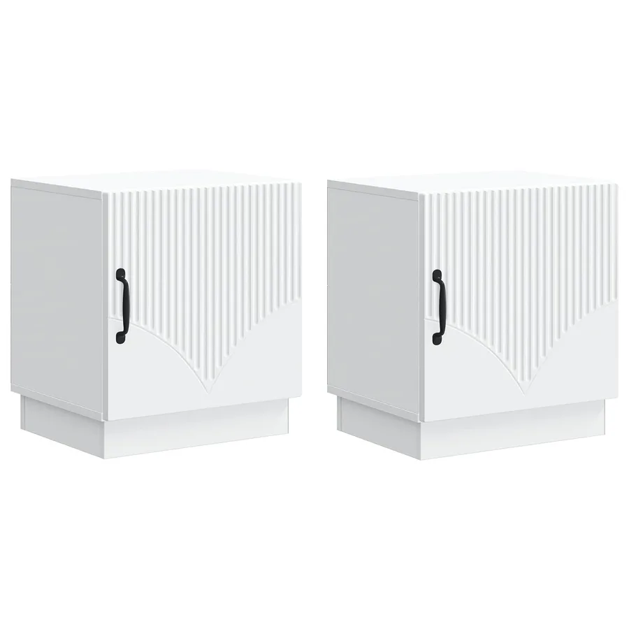 Table de chevet 2 pcs Blanc 43 x 34,5 x 47 cm Bois d'ingénierie - 2