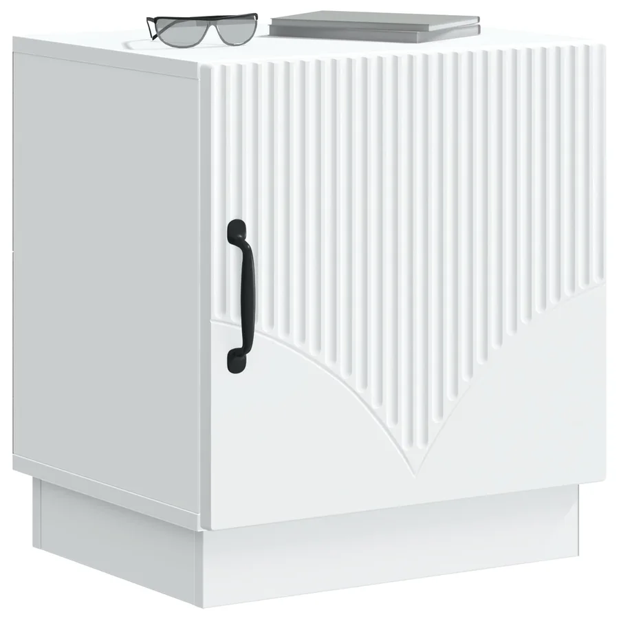 Table de chevet 2 pcs Blanc 43 x 34,5 x 47 cm Bois d'ingénierie - 3