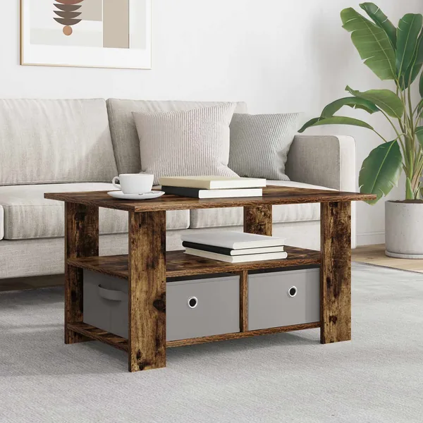 Table basse Chêne fumé 77 x 55 x 42 cm Bois d'ingénierie