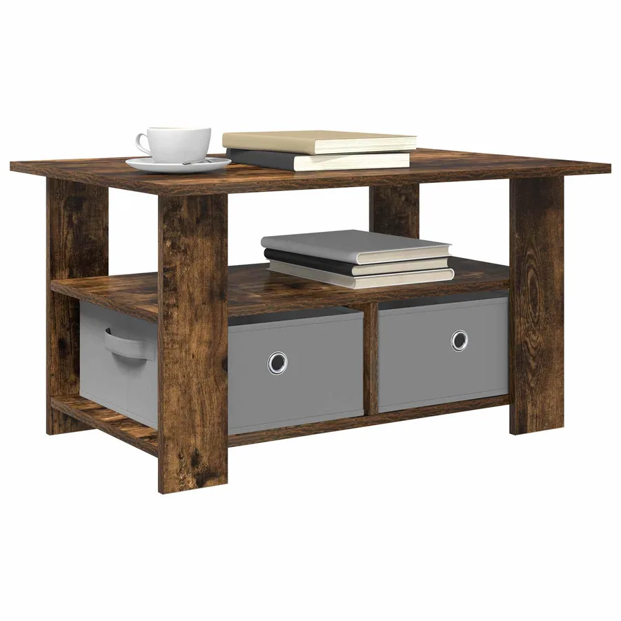 Table basse Chêne fumé 77 x 55 x 42 cm Bois d'ingénierie - 3