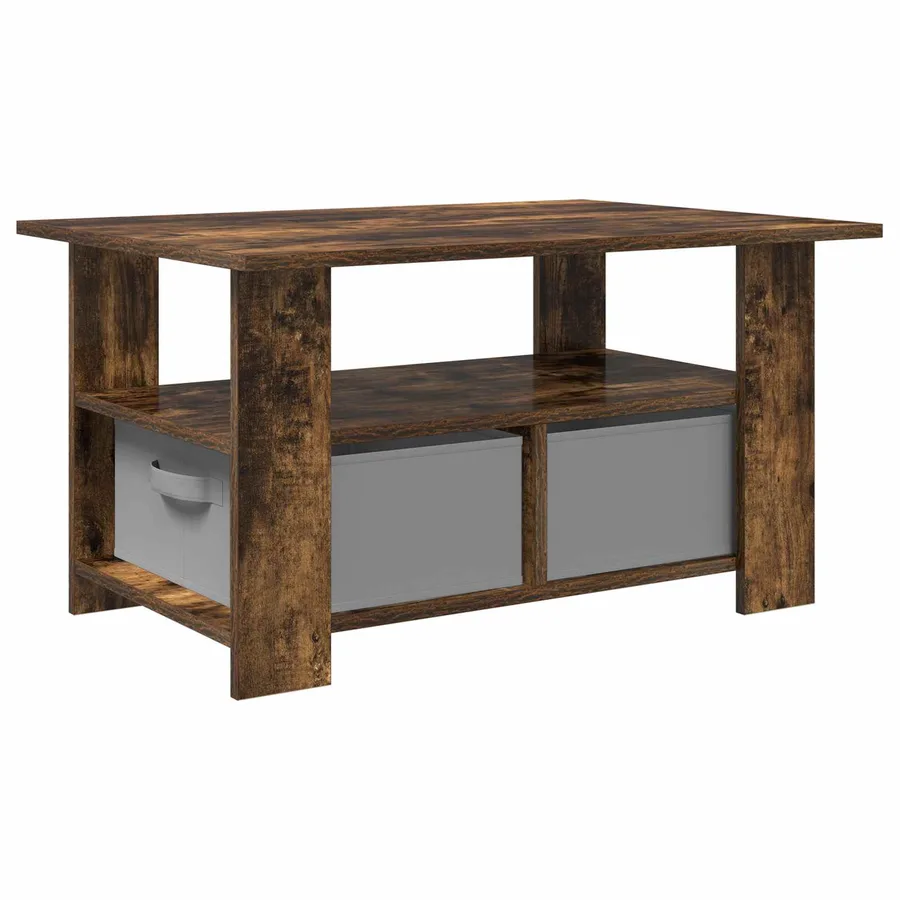 Table basse Chêne fumé 77 x 55 x 42 cm Bois d'ingénierie - 7