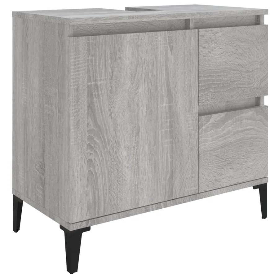 Ensemble d'armoires de salle de bain 3 pcs sonoma gris - 5