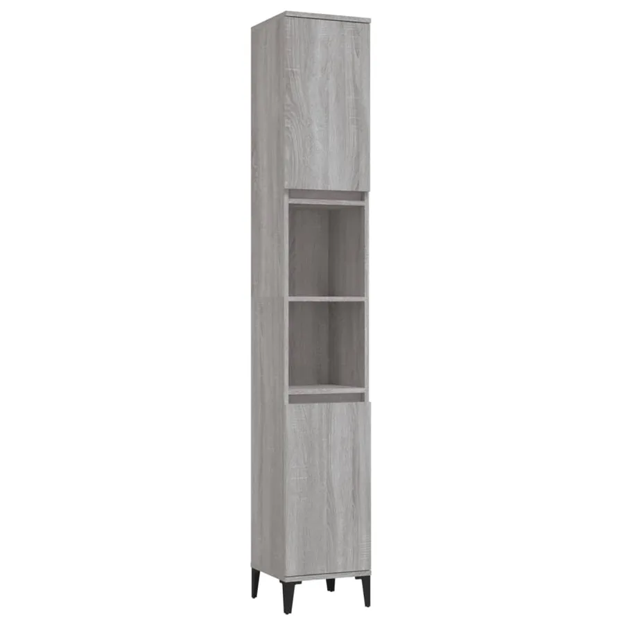 Ensemble d'armoires de salle de bain 3 pcs sonoma gris - 6