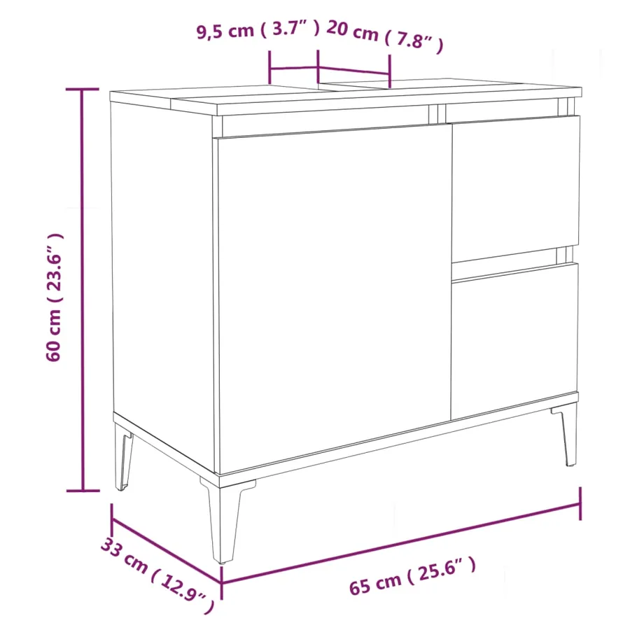 Ensemble d'armoires de salle de bain 3 pcs sonoma gris - 9