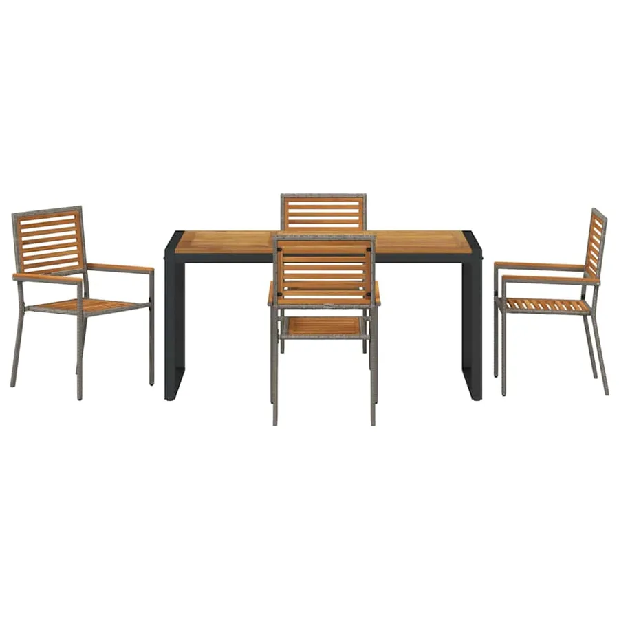 Ensemble de salle à manger pour jardin 5 pcs Gris et marron - 7