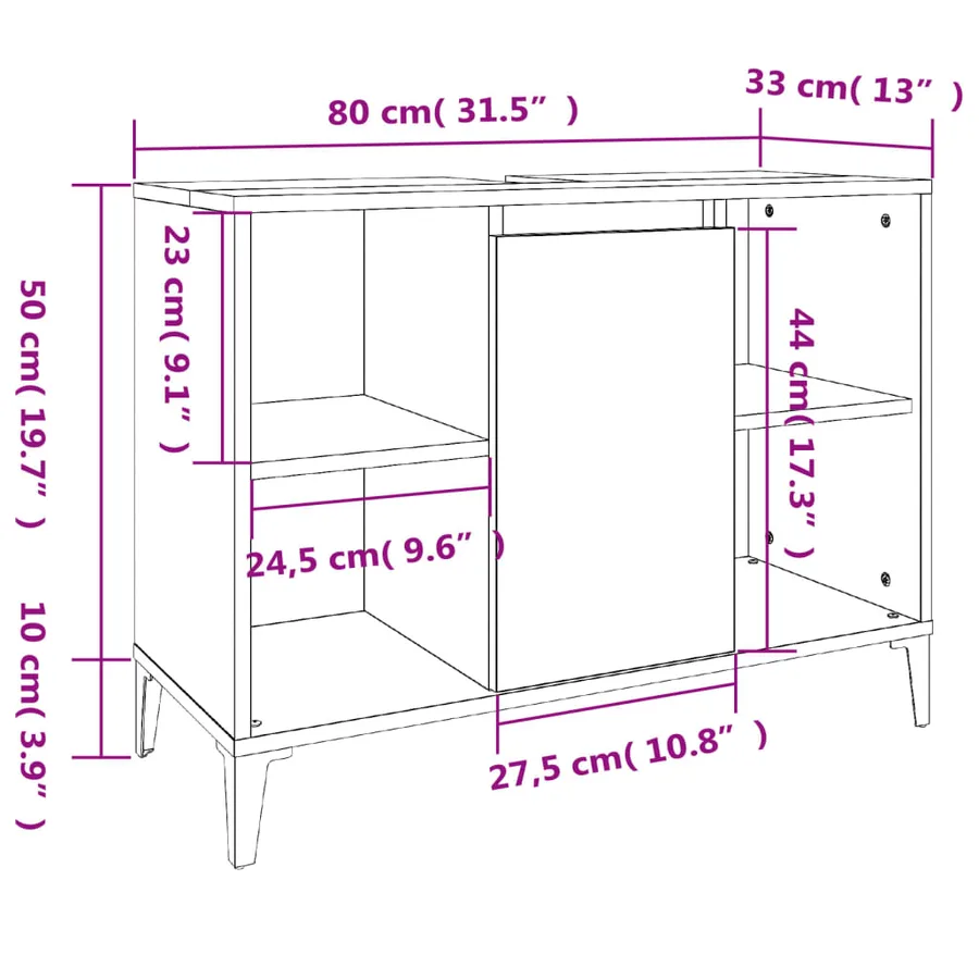 Ensemble de meubles de salle de bain 3 pcs Sonoma gris - 9